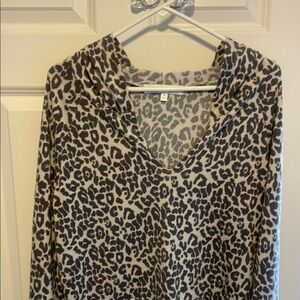 Leopard Print Hooded Top